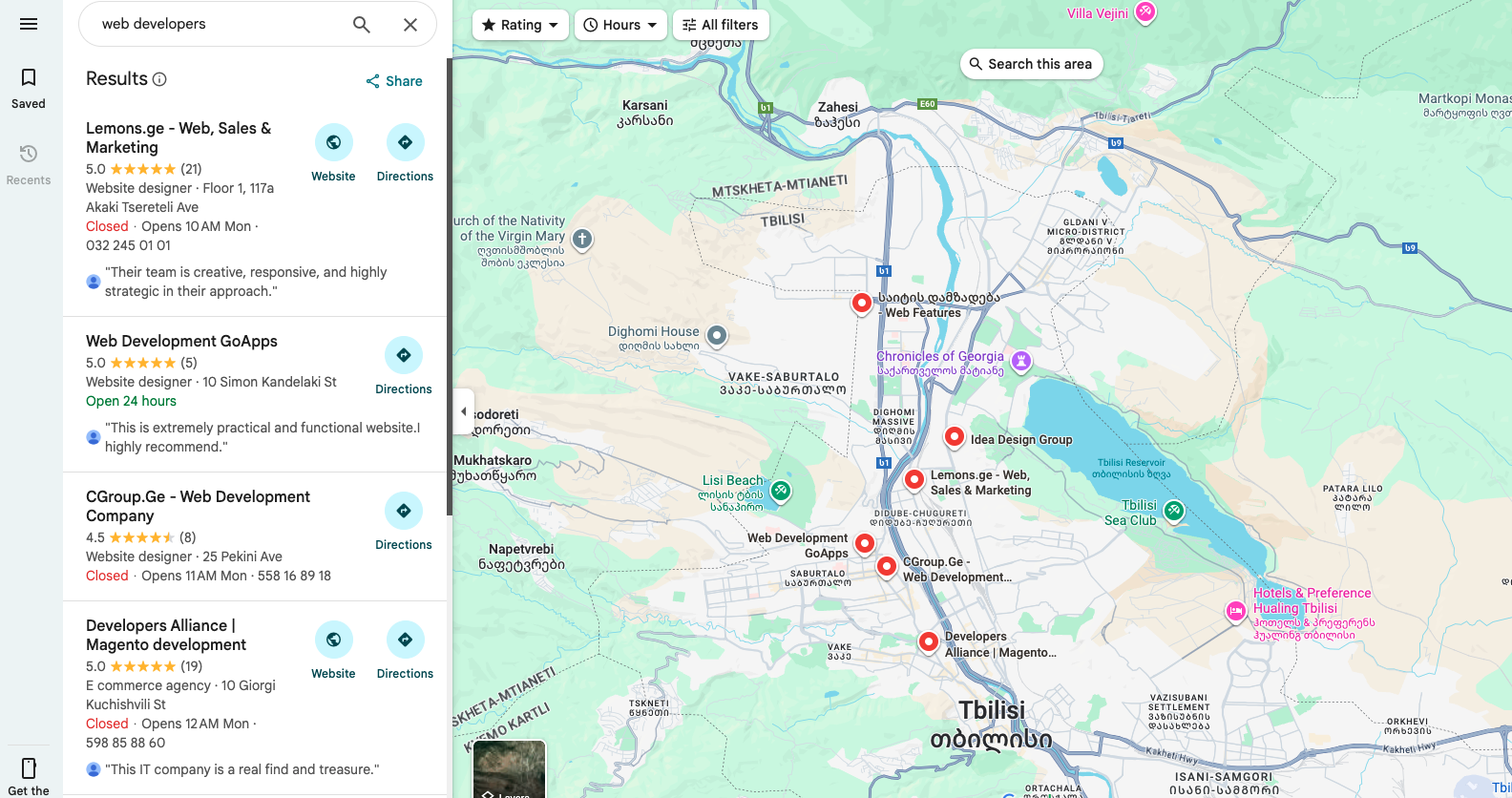 Web developers on the map